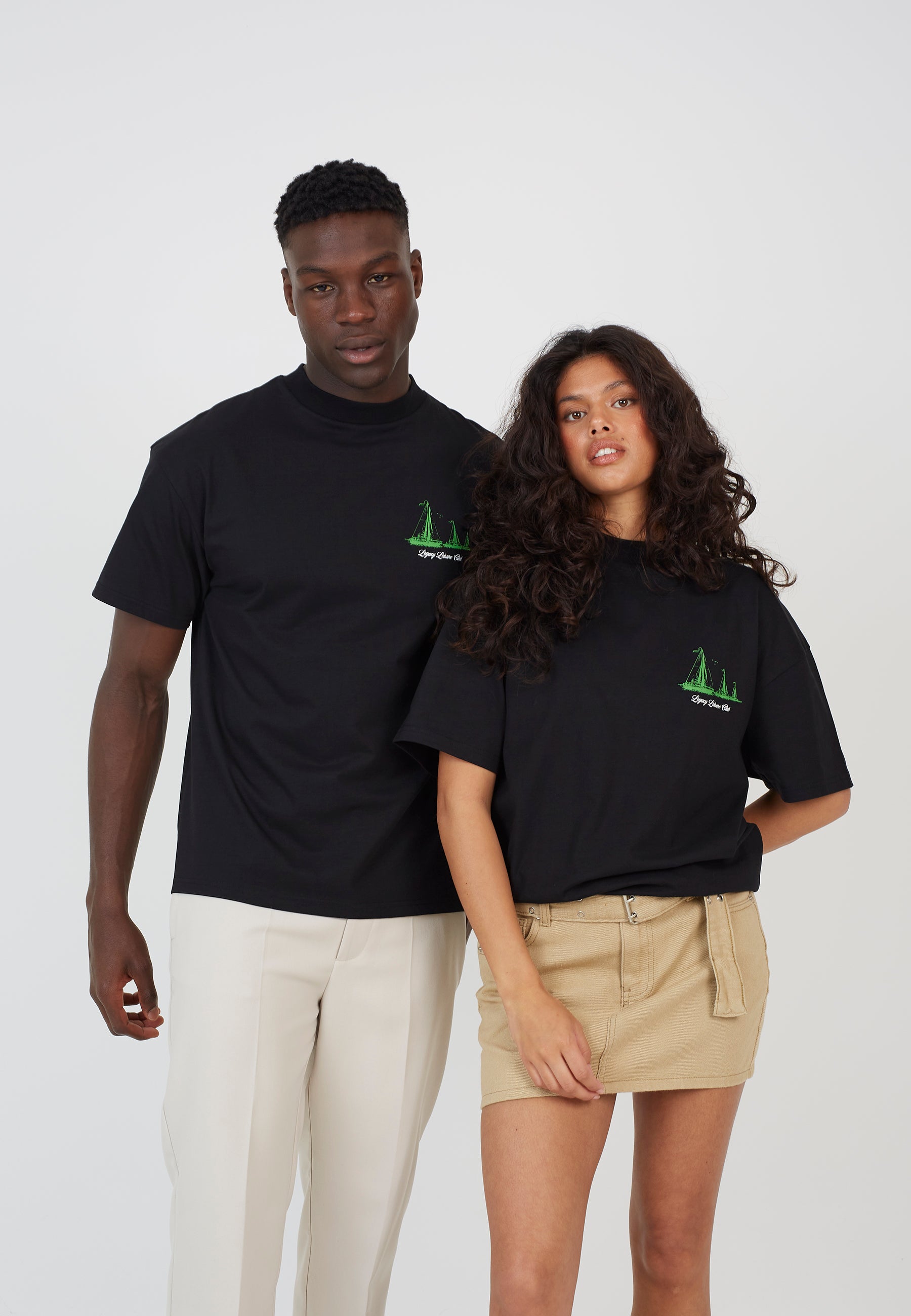 Oversized Puff Print Black Short Sleeve T-shirt