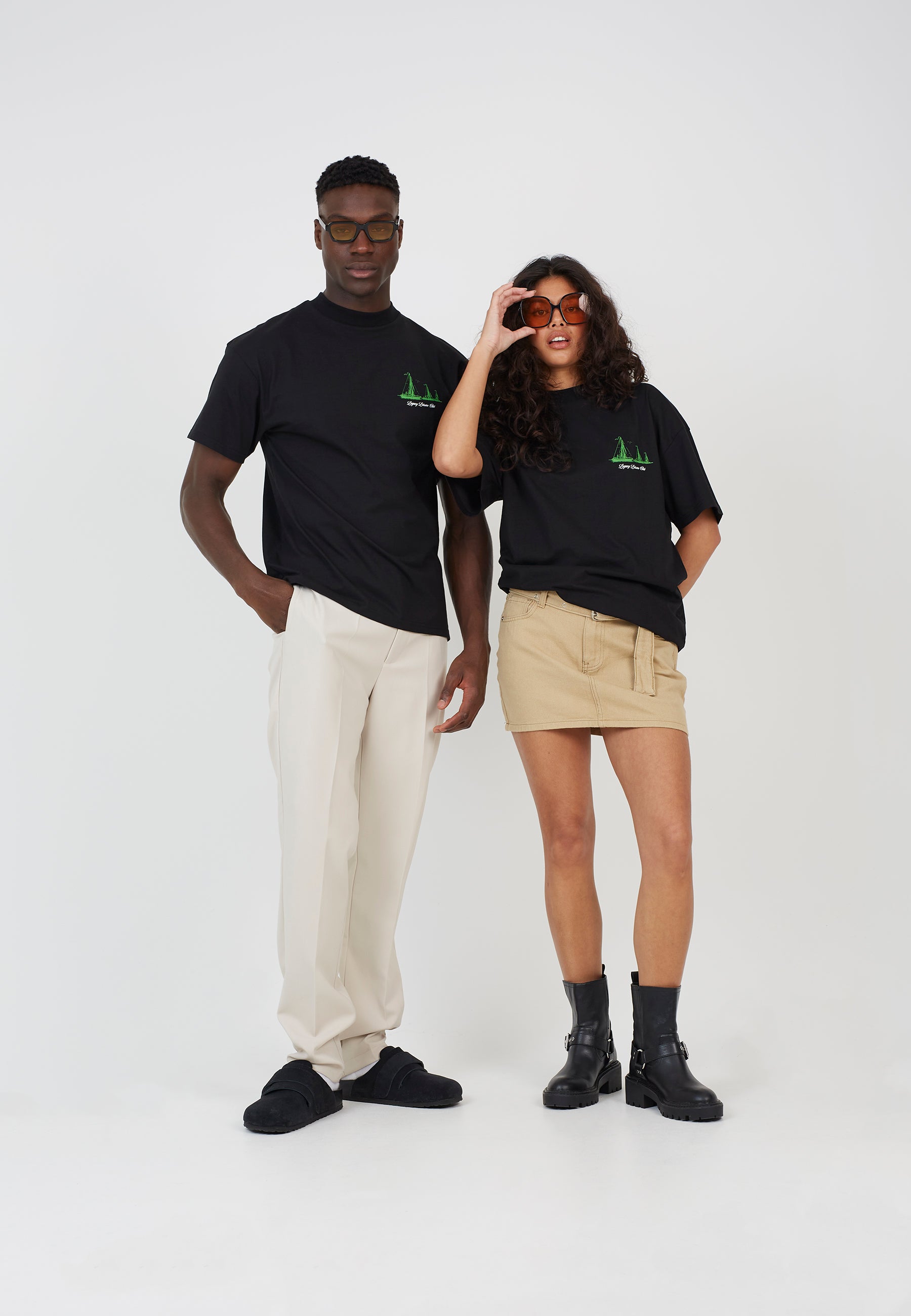 Oversized Puff Print Black Short Sleeve T-shirt
