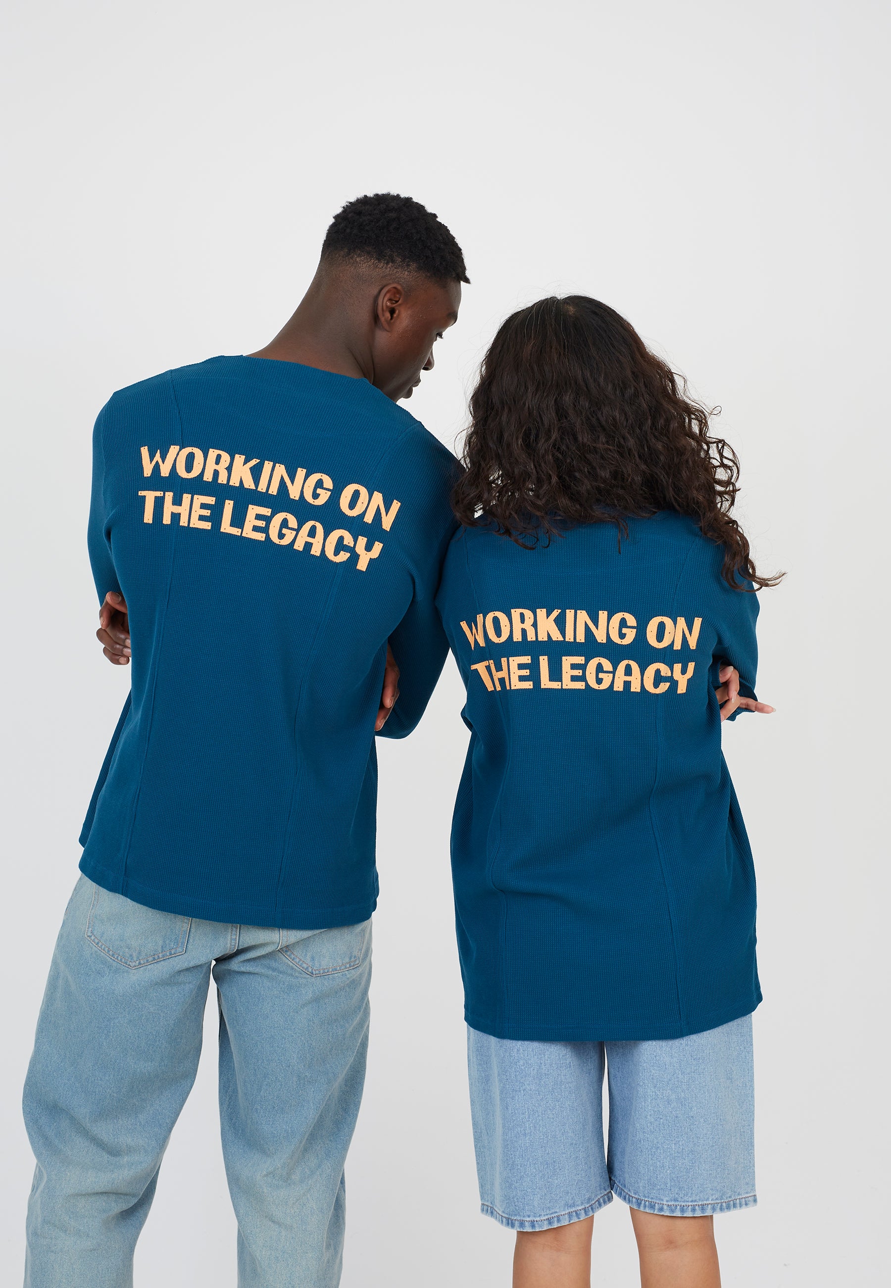 Waffle Long Sleeve Blue Tee