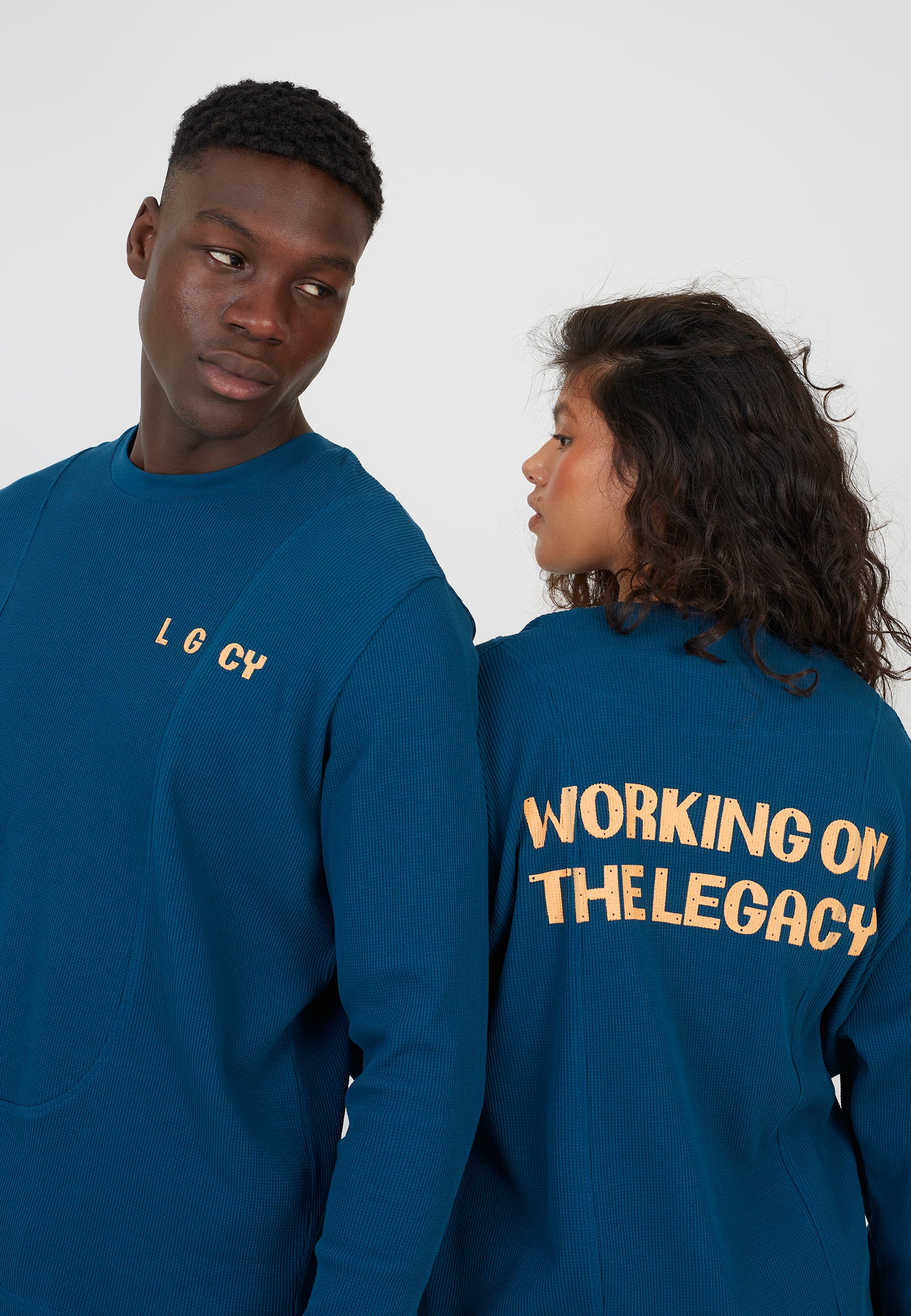 Waffle Long Sleeve Blue Tee